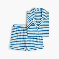 Striped knit short-sleeve top and pants pajama set