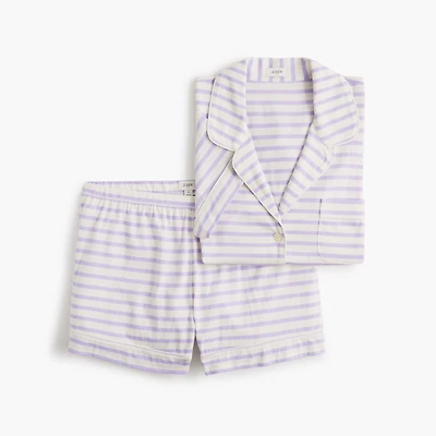 Striped knit short-sleeve top and pants pajama set