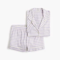 Striped knit short-sleeve top and pants pajama set