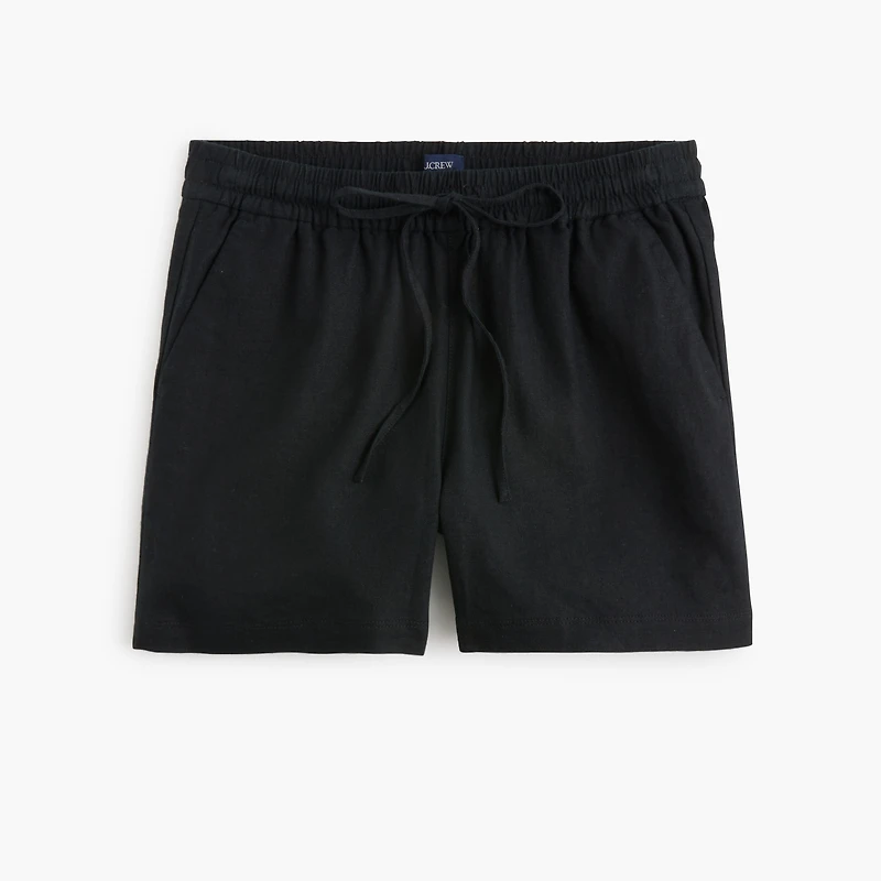 Linen-blend drawstring short