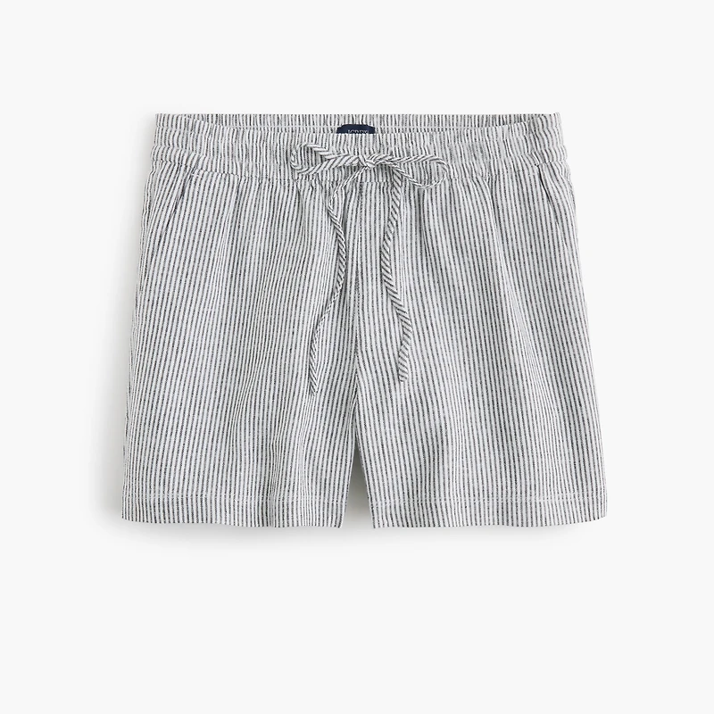 Linen-blend drawstring short