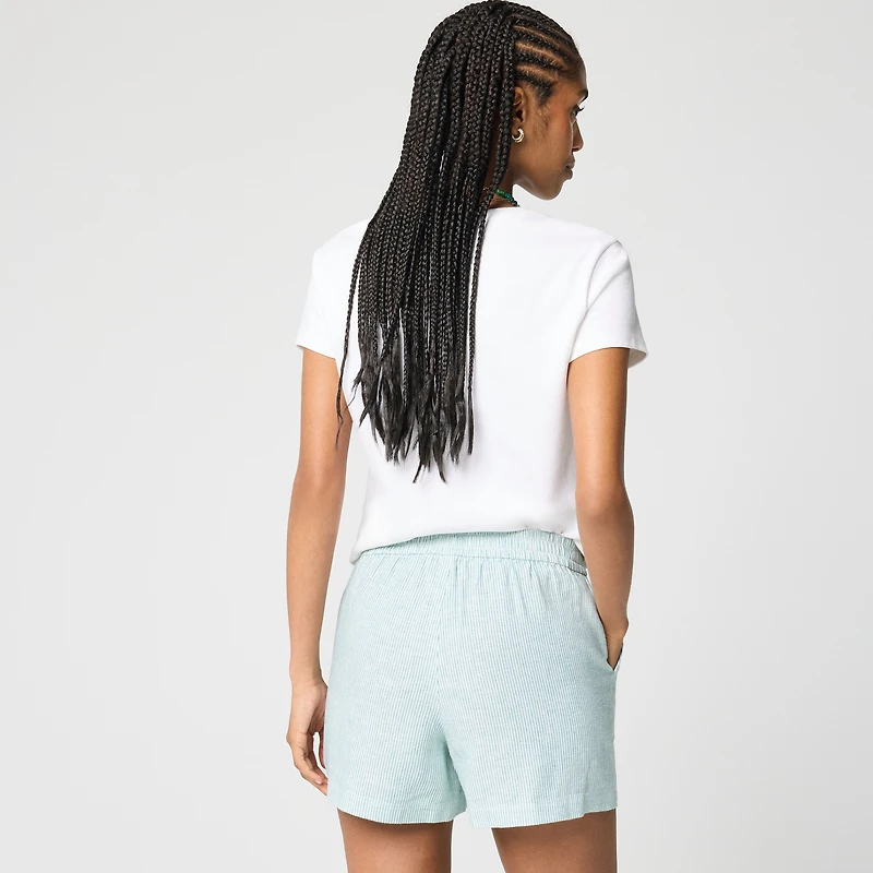 Linen-blend drawstring short