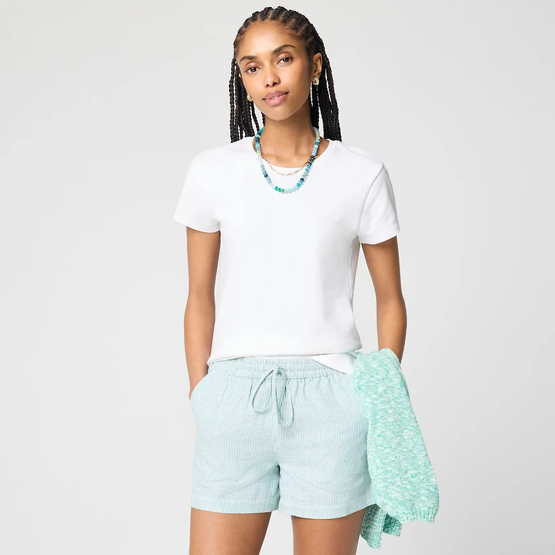 Linen-blend drawstring short