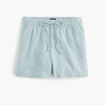 Linen-blend drawstring short