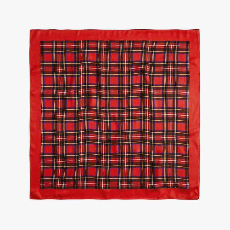 Silky plaid-print scarf
