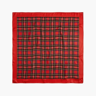 Silky plaid-print scarf