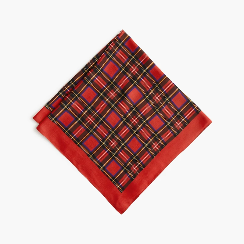 Silky plaid-print scarf