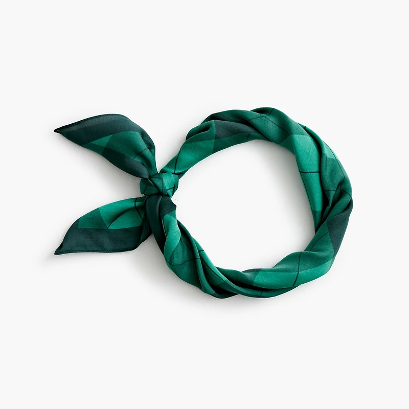 Silky plaid-print scarf