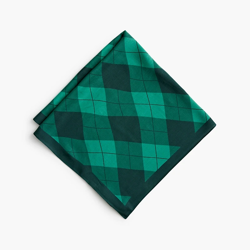 Silky plaid-print scarf