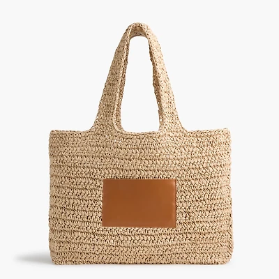 Packable straw tote bag