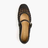 Satiny woven Mary Jane flats