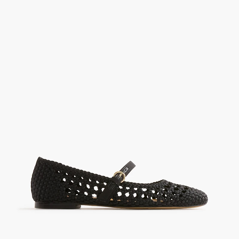 Satiny woven Mary Jane flats