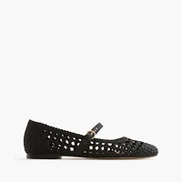 Satiny woven Mary Jane flats