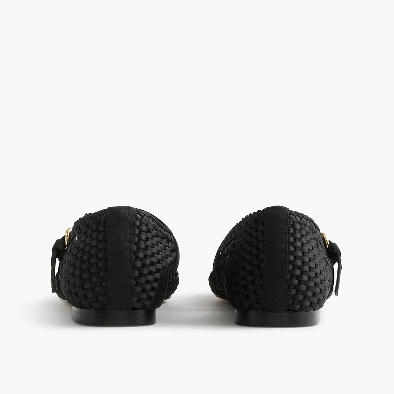 Satiny woven Mary Jane flats