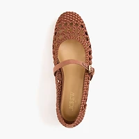 Satiny woven Mary Jane flats