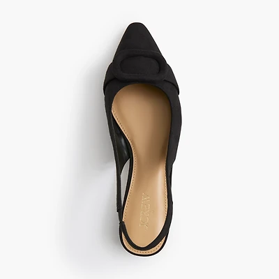 Faux-suede buckle slingback flats