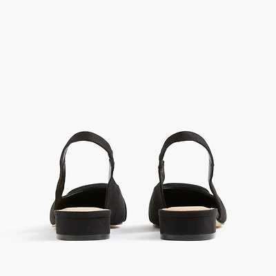 Faux-suede buckle slingback flats