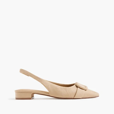 Faux-suede buckle slingback flats