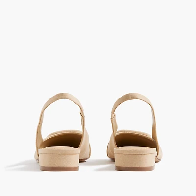 Faux-suede buckle slingback flats