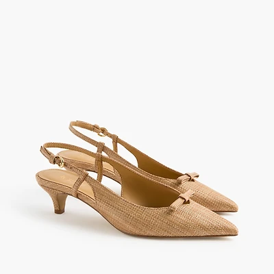 Woven bow slingback heels