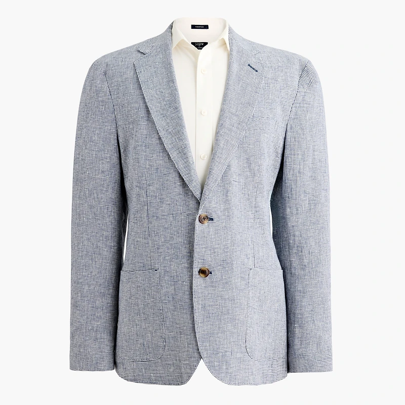 Houndstooth linen blazer
