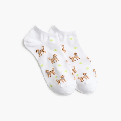 Doodle dog tennis ball ankle socks