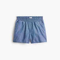 Girls' chambray smocked pull-on short