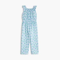Girls' floral crinkle-knit jumpsuit