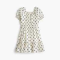 Girls' polka-dot squareneck dress