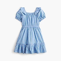 Girls' banker-stripe squareneck dress