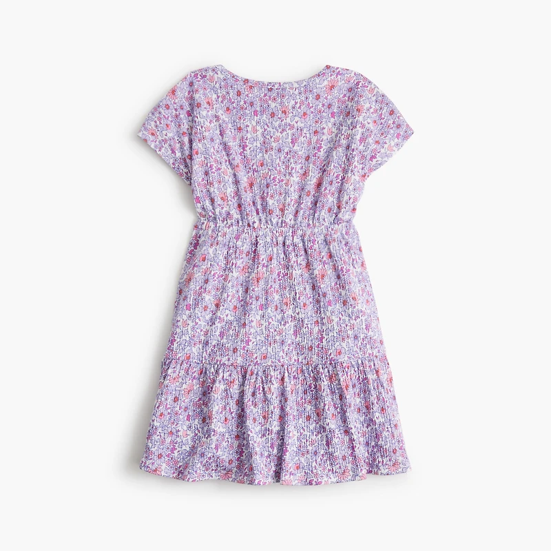 Girls' floral crinkle-knit dress
