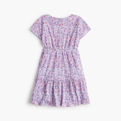 Girls' floral crinkle-knit dress