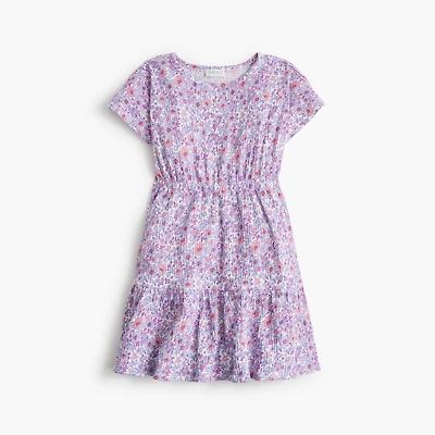 Girls' floral crinkle-knit dress