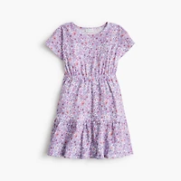 Girls' floral crinkle-knit dress