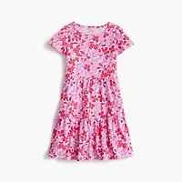 Girls' floral flutter-sleeve knit dress