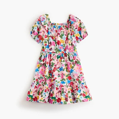 Girls' floral squareneck dress