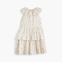 Girls' seersucker tiered cherry dress