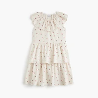 Girls' seersucker tiered cherry dress