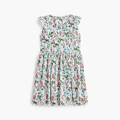 Girls' floral scallop-trim dress