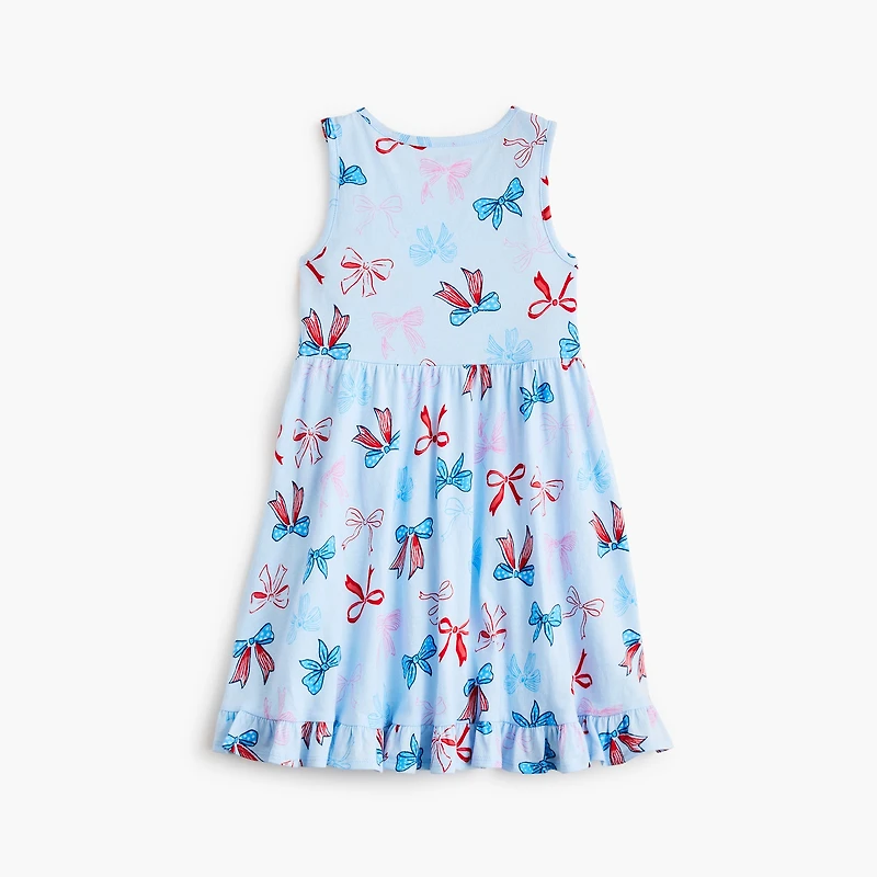 Girls' red, white and blue bows knit tank dress