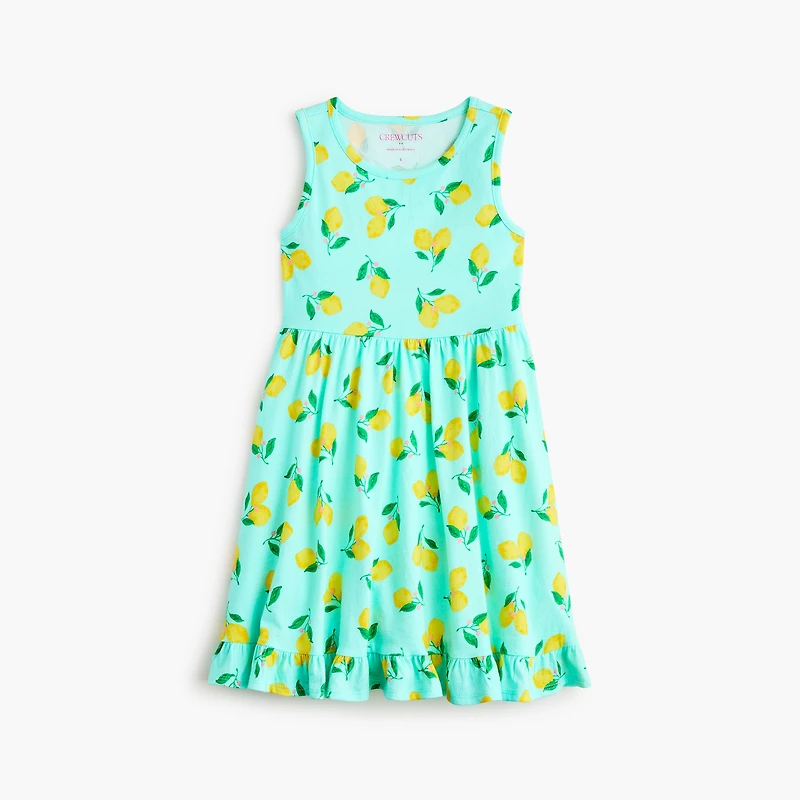 Girls' lemon knit tank dress