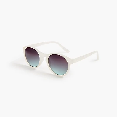 Girls' white marbleized round sunglasses