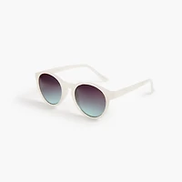 Girls' white marbleized round sunglasses