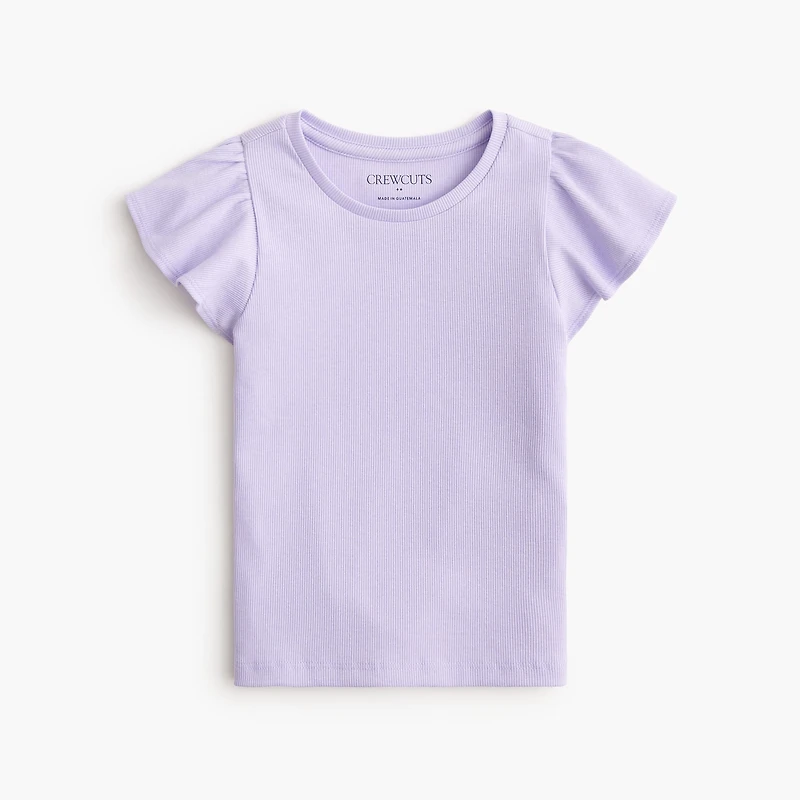 Girls' ribbed flutter-sleeve tee