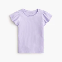 Girls' ribbed flutter-sleeve tee