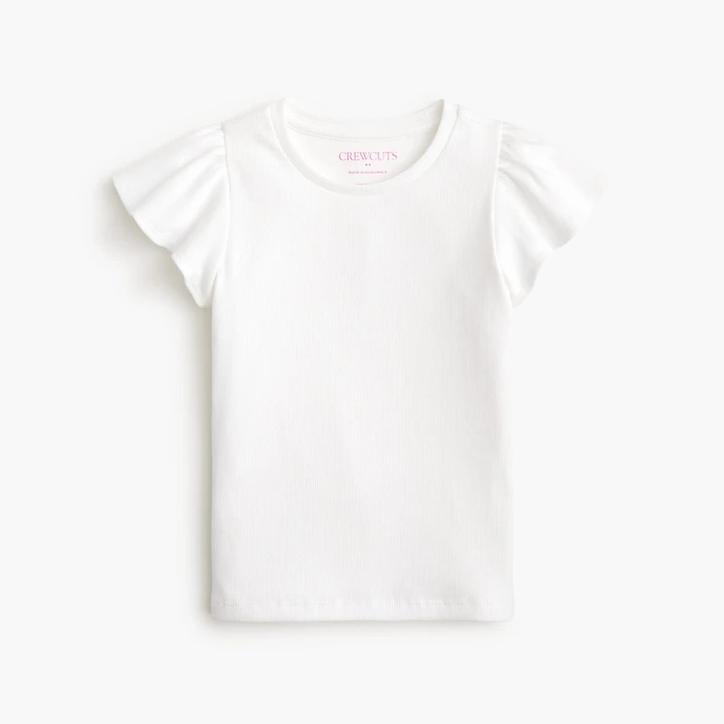 Girls' ribbed flutter-sleeve tee