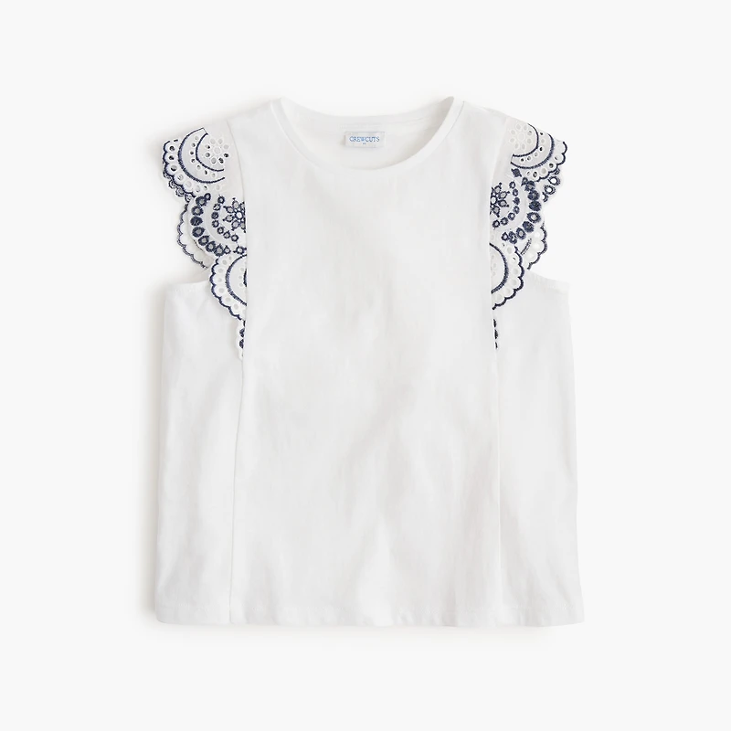 Girls' eyelet-trim tank top