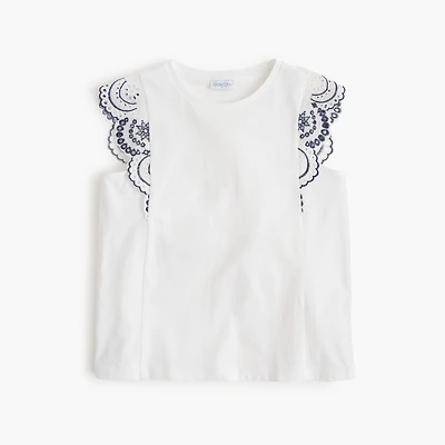 Girls' eyelet-trim tank top