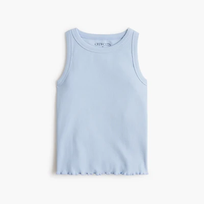 Girls' ribbed lettuce-hem tank top