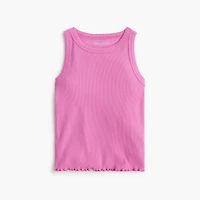 Girls' ribbed lettuce-hem tank top